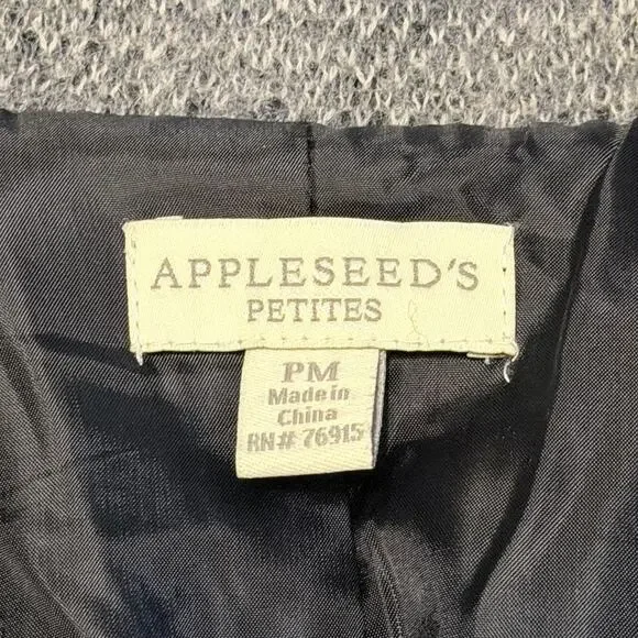 Appleseed’s Wool Blend Belted Jacket Textured Gray Black Cozy Coat Pockets Sz M - Picture 6 of 10